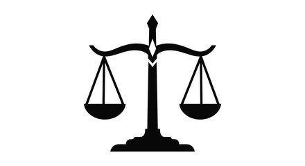 A striking black scales of justice image presents balance and fairness captured in a distinct silhouette © nhpvect02