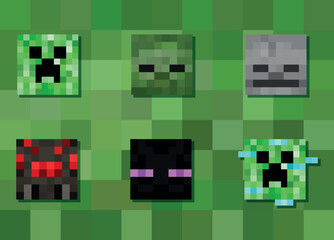 Pixelated halloween icons featuring a witch and maroudeur