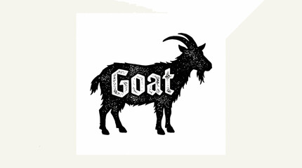 GOAT Silhouette Vector Logo Featuring Bold Typography and Artisanal Branding for Handcrafted Product Labels, Rustic Packaging, and Identity Design Projects