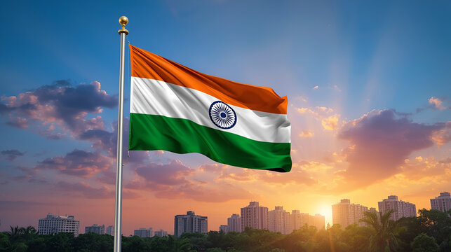 15th August 76th Independence Day of India on with Tricolor Indian flag, Indian monuments. Happy Day Background Design Vector Illustration, Indian Republic Day Celebration Background.