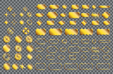 Abstract geometric gold elements shapes. Memphis design, retro elements for web, vintage, advertisement, commercial banner, poster, leaflet, billboard