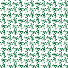 A vibrant green leaf pattern on a white background, perfect for textile or wallpaper design.