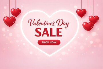 Romantic ecommerce advertisement template for valentines discount campaign season