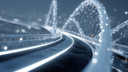 Modern illuminated bridge at night