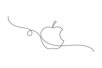 Obraz premium Clean apple one line art minimalist continuous outline vector illustration isolated