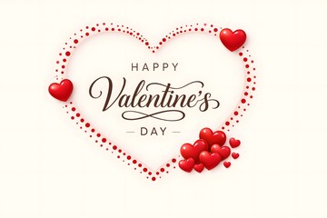 Romantic Valentines Day typography inside white heart with red dots