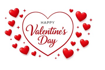 Simple romantic poster template featuring heart frame and red hearts