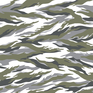 Camouflage seamless pattern. Forest real tree camouflage design. Hunting camouflage. Tiger stripe pattern. Tiger stripe camouflage pattern