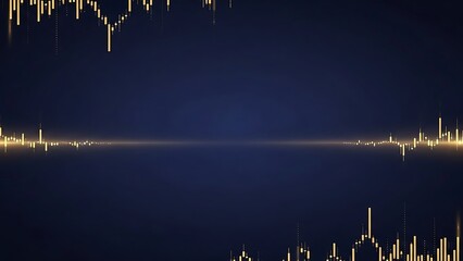 A digital graph with yellow lines and bars on a dark blue background showing data trends and analysis