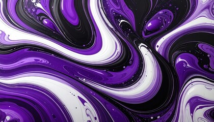 whirlpool swirl design with liquid purple, black, and white, paint