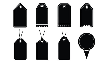 a collection of blank black tags with string attachments and a circular label ideal for pricing and branding high quality professional