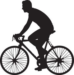 Fototapeta premium Silhouette of a person riding a bicycle with large wheels against a white background cycling 1