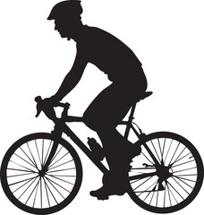 Fototapeta premium Silhouette of a person riding a vintage bicycle with large wheels cyclist