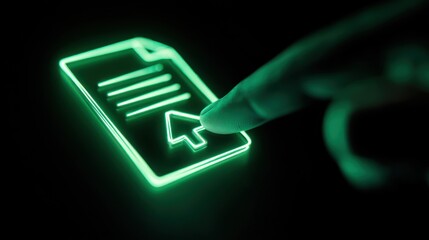 Neon document icon selection illustration