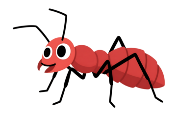 Cartoon of a red ant