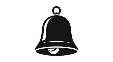 A simple black and white illustration of a classic styled bell hanging a striking silhouette © Kuntol02