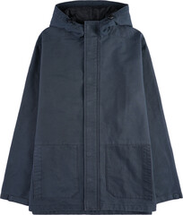 Navy blue hooded jacket isolated on transparent background