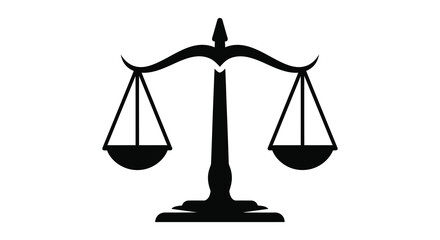 A striking black silhouette of scales of justice representing legal balance and fairness silhouette