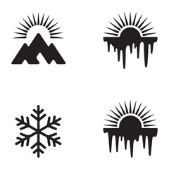 Frozen sunrise sun silhouette symbolizing cold morning climate