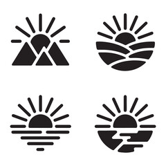 Winter cold sunrise sun silhouette for frozen morning scenery