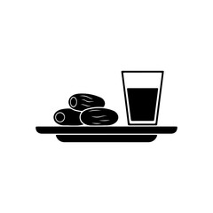 Sushi rolls on plate with glass of juice, minimalist black and white illustration, isolated on transparent background