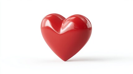 Obraz premium A shiny red heart on a white background, symbolizing love and affection