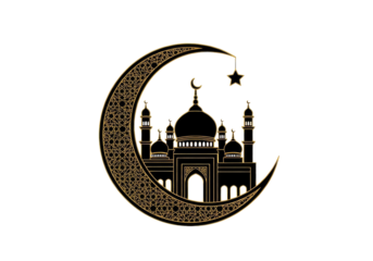 Ramadan Mosque Crescent Illustration with Eid Mubarak Theme