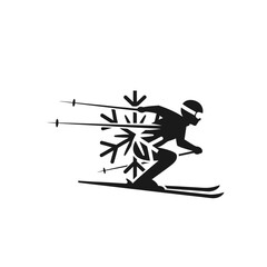 Skier with Snowflake Silhouette Winter Sports and Olympics Concept Vector