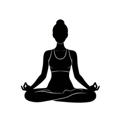 Yoga Silhouette Woman in Lotus Pose Meditation and Wellness Vector