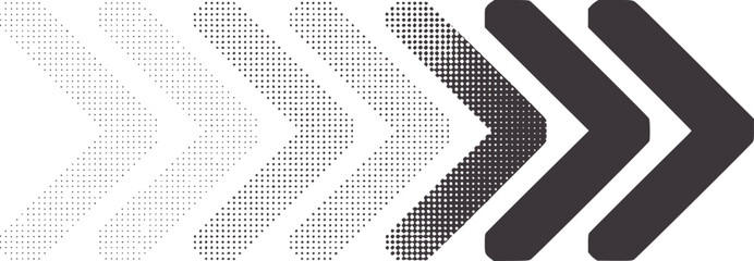 Diagonal gradient dotted arrows transitioning from dots to solid dark gray shapes