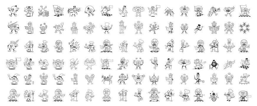 Vintage 1930s Cartoon Mascot Collection, Retro Clipart Set