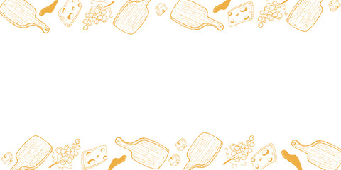 Cheese board Border, Food Frame for Menus. Charcuterie Border Vector, Frame Art. Cheese Cutting Board Border, Rustic Menu Border
