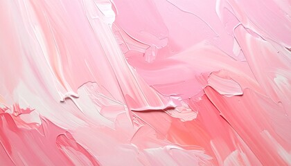 Thick pink paint in dynamic sweeping strokes—layered texture and glossy movement evoke artistic expression, tactile depth, and vibrant abstract creativity.
