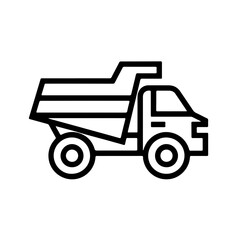 dump truck as a simple single icon logo, line art, vector illustration, isolated on transparent background