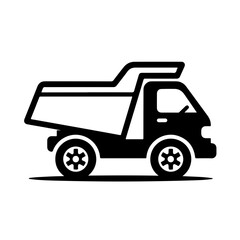 dump truck as a simple single icon logo, line art, vector illustration, isolated on transparent background