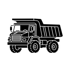 dump truck as a simple single icon logo, line art, vector illustration, isolated on transparent background