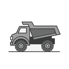 dump truck as a simple single icon logo, line art, vector illustration, isolated on transparent background