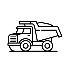 dump truck as a simple single icon logo, line art, vector illustration, isolated on transparent background