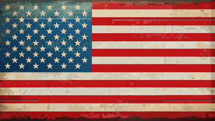 American flag on grungy background with stars and stripes