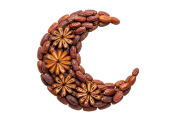 ramadan spice crescent made of star anise and beans