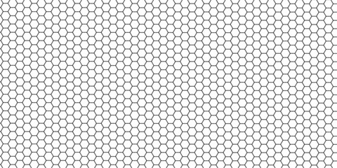 Seamless Abstract Hexagon Pattern in Black and White: A Modern Geometric Vector Design Reflecting Futuristic Technology Aesthetics.