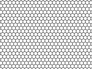 Seamless Abstract Hexagon Pattern in Black and White: A Modern Geometric Vector Design Reflecting Futuristic Technology Aesthetics.