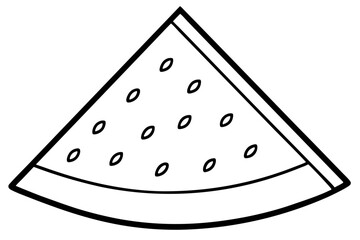 Outlined Triangle Wedge with Seeds Line Icon &ndash; Food Slice Symbol Vector