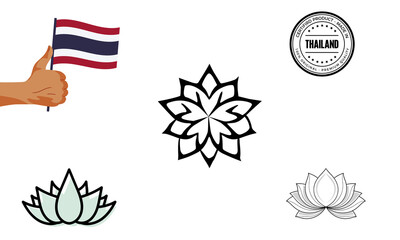 Obraz premium PNG image of&nbsp;Hand holding the Thai national flag near beautiful lotus flowers on transparent background