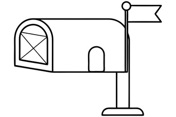 Outlined Upright Mailbox with Flag Icon &ndash; Mail, Post & Communication Symbol