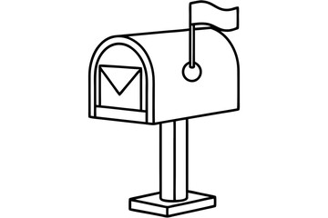 Outlined Upright Mailbox with Flag Icon &ndash; Mail, Post & Communication Symbol