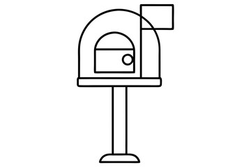 Outlined Upright Mailbox with Flag Icon &ndash; Mail, Post & Communication Symbol