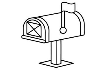 Outlined Upright Mailbox with Flag Icon &ndash; Mail, Post & Communication Symbol