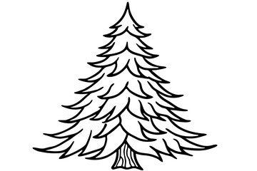 Pine Tree Simple Evergreen Line Drawing &ndash; Minimal Nature Outline Icon SVG
