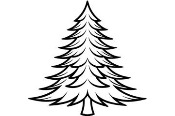 Pine Tree Simple Evergreen Line Drawing &ndash; Minimal Nature Outline Icon SVG